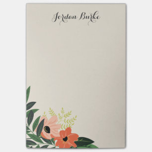 Chic Blommigt Gräns Monogram Post-it Block