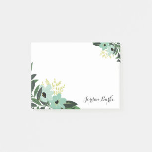 Chic Blommigt Gräns Monogram Post-it Block