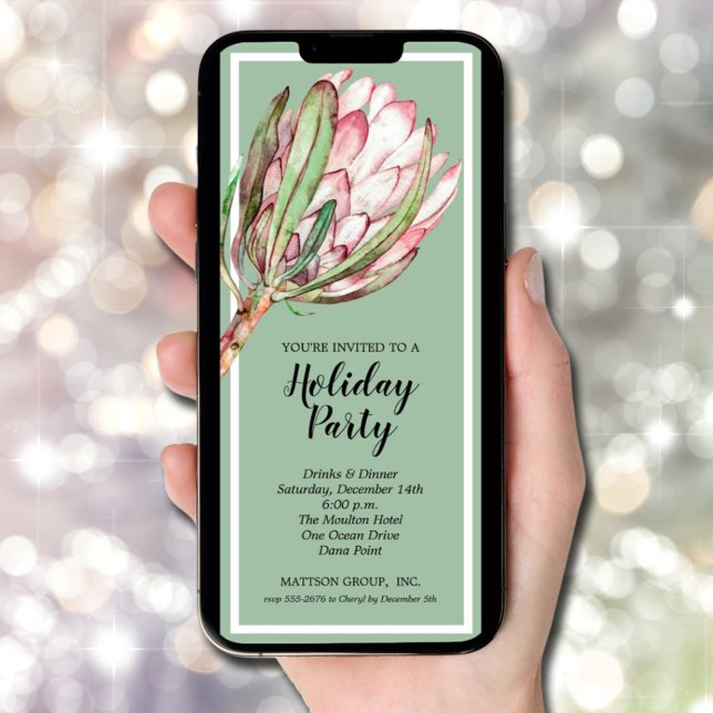 Chic Blommigt Helgdag jul Party Inbjudningar (Chic Floral Holiday Christmas Party Invitations - INSTANT DOWNLOAD and/or PRINTED)