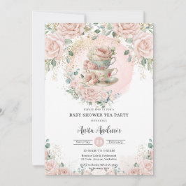 Chic  Blommigt High Tea Party Baby Shower Inbjudningar