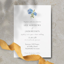 Chic Blommigt Hydrangea non Photo Wedding bjudande