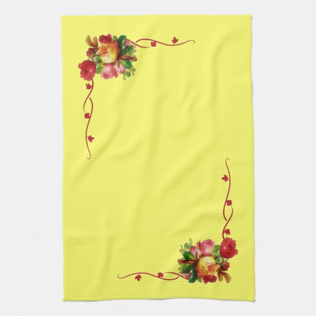 Chic Blommigt Kitchen Towel Kökshandduk (Vertikal)