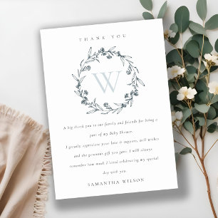Chic Blommigt Laurel WandeMonogram Baby Shower Tack Kort