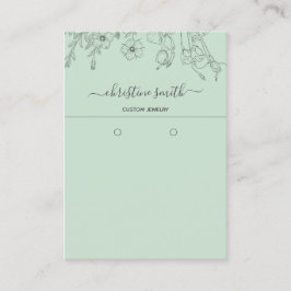 Chic Blommigt Light Teal Botanical Earring Card Visitkort