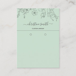 Chic Blommigt Light Teal Botanical Earring Card Visitkort