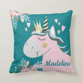 Chic Blommigt Magic Unicorn Girl's Personlig Kudde