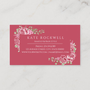 Chic Blommigt Makeup Artist Beauty Salon BRÖLLOP Visitkort