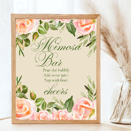 Chic Blommigt Mimosa Pub Möhippa Bord-tecken Poster