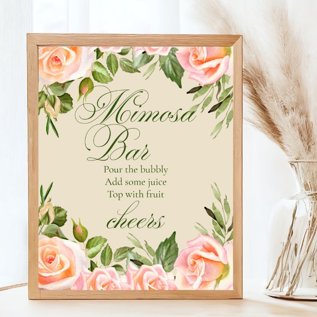 Chic Blommigt Mimosa Pub Möhippa Bord-tecken Poster (Skapare uppladdad)