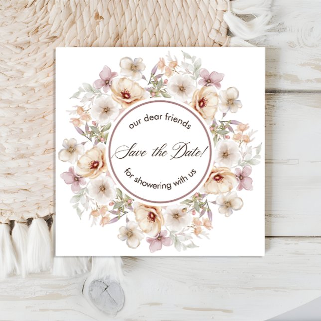 Chic Blommigt Möhippa för vattenfärg Spara Datumet (Chic Floral Watercolor Bridal Shower Save The Date)