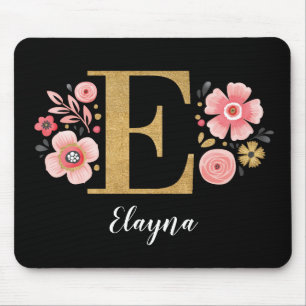 Chic Blommigt Monogram Initial Rosa Guld Brev E Musmatta