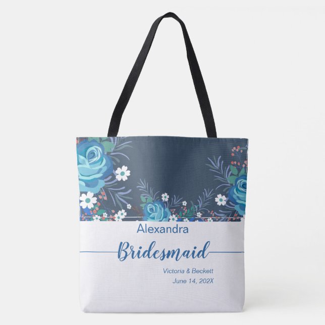 Chic Blommigt Monogrammed Tote Bag Tygkasse (Framsida)