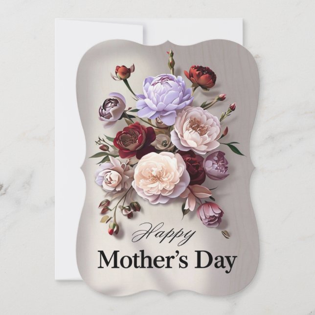 Chic Blommigt Mors dag-kort (Framsida)