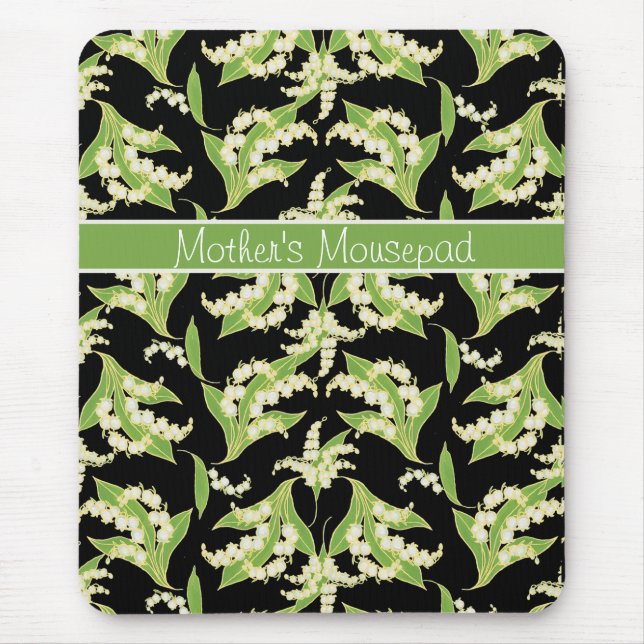 Chic Blommigt Mousepad: Lilies of the Valley, Blac Musmatta (Framsidan)