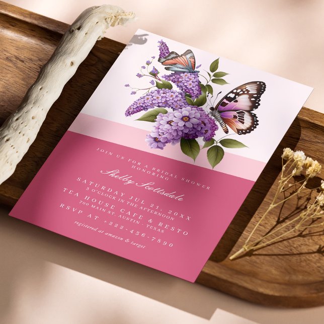 Chic Blommigt och fjäril Inbjudningskort för möhip (Personalized Chic Floral and Butterfly Bridal Shower Invitation)
