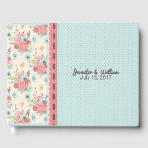 Chic Blommigt och Polka Dot Bröllop Guest Bok