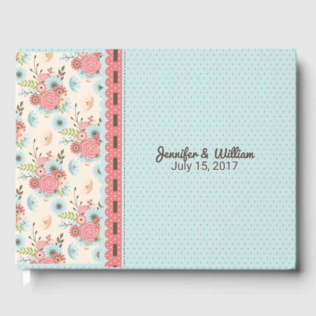 Chic Blommigt och Polka Dot Bröllop Guest Bok (Framsida)