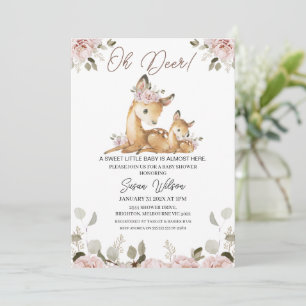 Chic Blommigt Oh Hjort Baby Shower-inbjudan Inbjudningar