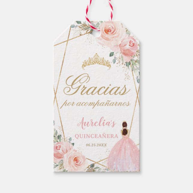Chic  Blommigt Quinceanera Favor-Tack Presentetikett (Framsidan)