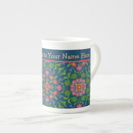 Chic Blommigt Rangoli Deep Blue Bone China Mugg Benporslin Mugg