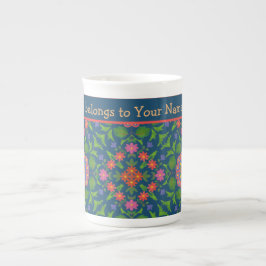 Chic Blommigt Rangoli Deep Blue Bone China Mugg Benporslin Mugg