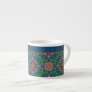 Chic Blommigt Rangoli Deep Blue Espresso Match Espressomugg
