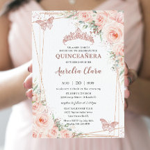 Chic  Blommigt Ro Guld Butterfly Quinceañera