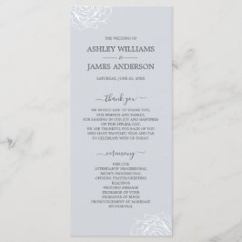 Chic Blommigt Ro Ice Blue Simple Minimal Bröllop Program