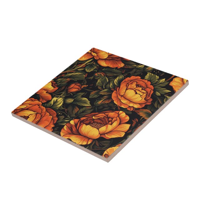 Chic Blommigt Ro keramiska plattor för skorstenskö Kakelplatta (Sidan)