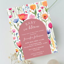 Chic Blommigt Rosa Baby Shower Girl