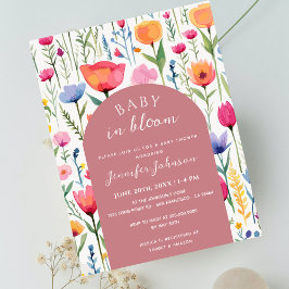 Chic Blommigt Rosa Baby Shower Girl Vykort