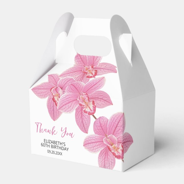 Chic Blommigt Rosa Orchid Birthday Tack Presentaskar (Baksidan Sidan)