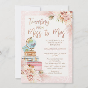 Chic Blommigt som reser miss till Mrs Möhippa Inbjudningar