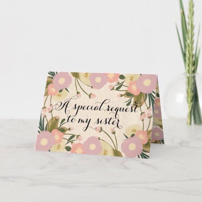 Chic Blommigt Syster, blir du min Maid of honor Inbjudan (Framsida)