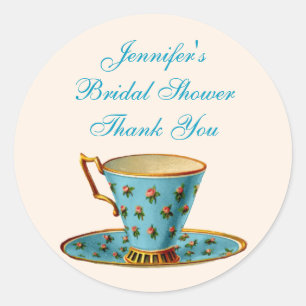 Chic Blommigt Tea Kopp Möhippa Sticker Runt Klistermärke