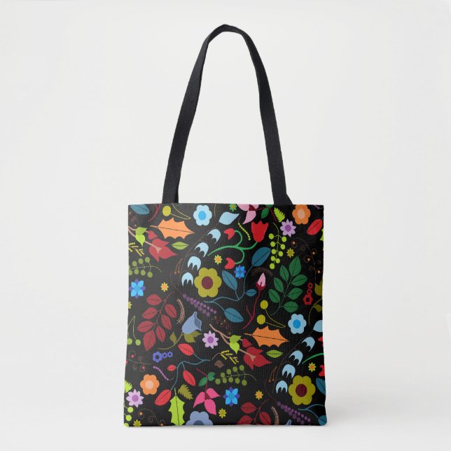Chic Blommigt Tote Bag Tygkasse (Framsida)