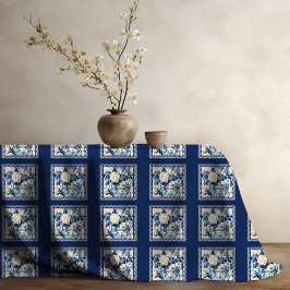 Chic blommigt vas Blue chinoiserie toile monogram