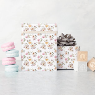 Chic Blommigt Vattenfärgsfärg Baby i Bloom Baby Sh Presentpapper