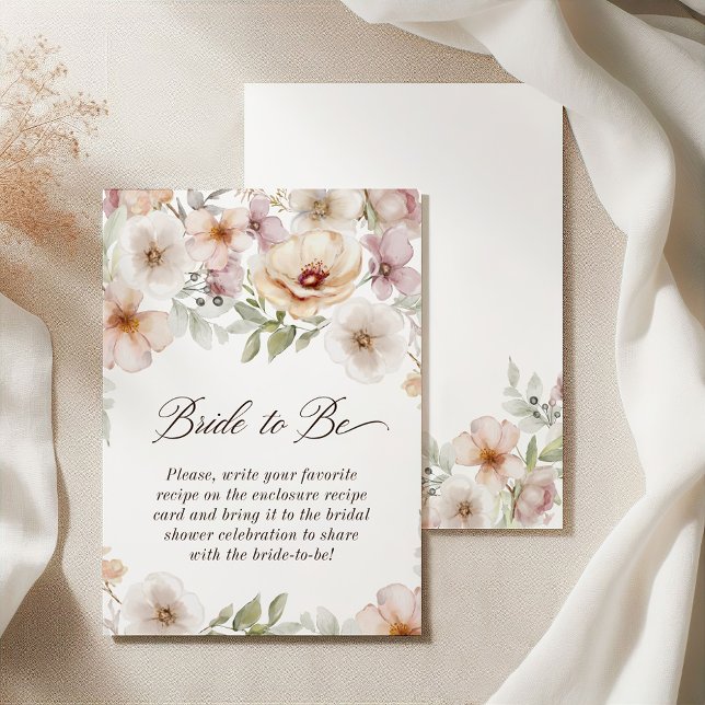 Chic Blommigt Vattenfärgstav som ska vara Möhippa Tilläggskort (Chic Floral Watercolor Bride to Be Bridal Shower Enclosure Card)
