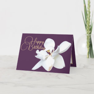 Chic Blommigt Vita Magnolia Flower Lila Birthday Kort