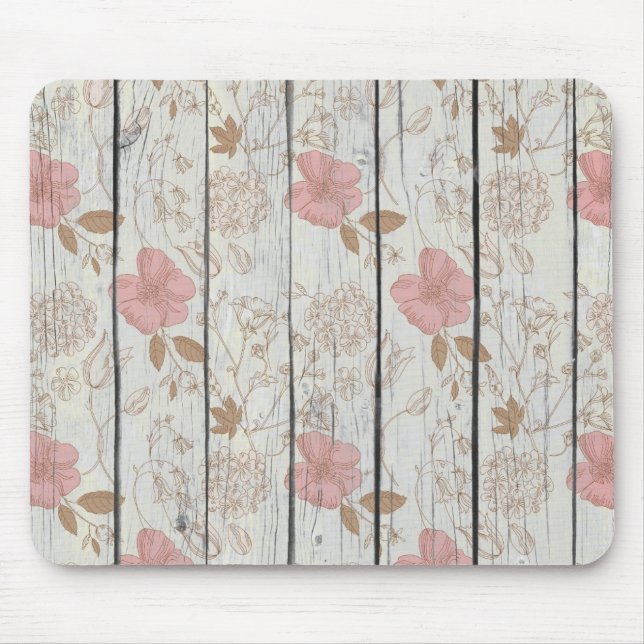 Chic Blommigt Wood Musmatta (Framsidan)