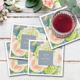 Chic Blommigtar med vattenfärg Dusty Blue Pappersservett