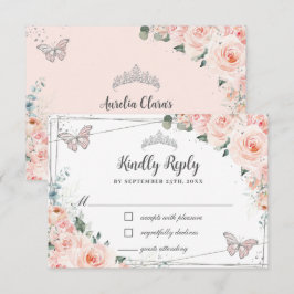 Chic  Blommigten Silver QUINCEAÑERA Butterflies OSA Kort
