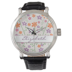 Chic blommönsterdesignMonogram Armbandsur
