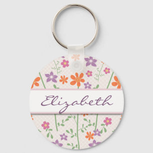 Chic blommönsterdesignMonogram Nyckelring