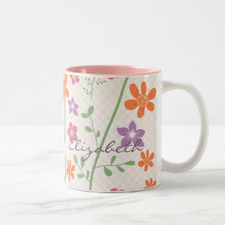 Chic blommönsterdesignMonogram Två-Tonad Mugg