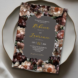 Chic blommor grått bröllopsinbjudan inbjudningar
