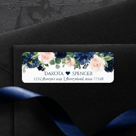 Chic Blooms | Marinblå och rosafärgad hjärtadress Returadress Etikett