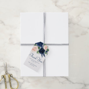 Chic Blooms Marinblå och rosafärgade Blush Pink Presentetikett