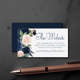 Chic Blooms Marinblå och rosenskära blommor Webb Tilläggskort